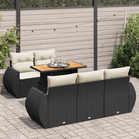 Thumbnail for 6-tlg. Garten-Sofagarnitur mit Kissen Schwarz Poly Rattan