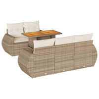 Thumbnail for 6-tlg. Garten-Sofagarnitur mit Kissen Beige Poly Rattan