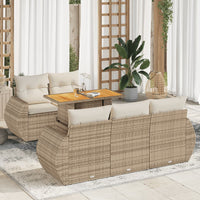 Thumbnail for 6-tlg. Garten-Sofagarnitur mit Kissen Beige Poly Rattan