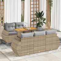 Thumbnail for 6-tlg. Garten-Sofagarnitur mit Kissen Beige Poly Rattan
