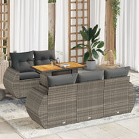 Thumbnail for 6-tlg. Garten-Sofagarnitur mit Kissen Grau Poly Rattan