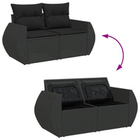 Thumbnail for 7-tlg. Garten-Sofagarnitur mit Kissen Schwarz Poly Rattan