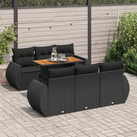 Thumbnail for 7-tlg. Garten-Sofagarnitur mit Kissen Schwarz Poly Rattan