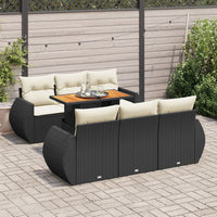 Thumbnail for 7-tlg. Garten-Sofagarnitur mit Kissen Schwarz Poly Rattan