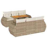 Thumbnail for 7-tlg. Garten-Sofagarnitur mit Kissen Beige Poly Rattan