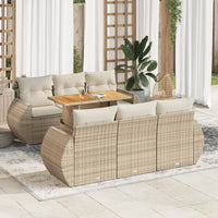 Thumbnail for 7-tlg. Garten-Sofagarnitur mit Kissen Beige Poly Rattan