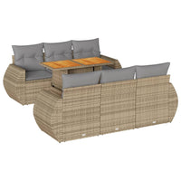 Thumbnail for 7-tlg. Garten-Sofagarnitur mit Kissen Beige Poly Rattan