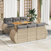 Thumbnail for 7-tlg. Garten-Sofagarnitur mit Kissen Beige Poly Rattan