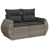 Thumbnail for 7-tlg. Garten-Sofagarnitur mit Kissen Grau Poly Rattan