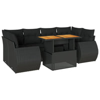Thumbnail for 7-tlg. Garten-Sofagarnitur mit Kissen Schwarz Poly Rattan