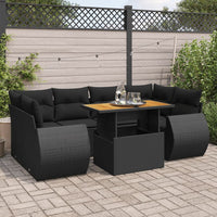 Thumbnail for 7-tlg. Garten-Sofagarnitur mit Kissen Schwarz Poly Rattan