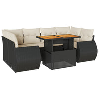 Thumbnail for 7-tlg. Garten-Sofagarnitur mit Kissen Schwarz Poly Rattan