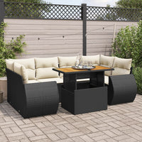 Thumbnail for 7-tlg. Garten-Sofagarnitur mit Kissen Schwarz Poly Rattan