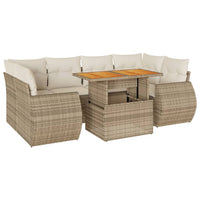 Thumbnail for 7-tlg. Garten-Sofagarnitur mit Kissen Beige Poly Rattan