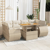 Thumbnail for 7-tlg. Garten-Sofagarnitur mit Kissen Beige Poly Rattan