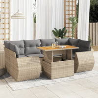Thumbnail for 7-tlg. Garten-Sofagarnitur mit Kissen Beige Poly Rattan