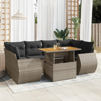 Thumbnail for 7-tlg. Garten-Sofagarnitur mit Kissen Grau Poly Rattan