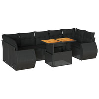 Thumbnail for 8-tlg. Garten-Sofagarnitur mit Kissen Schwarz Poly Rattan