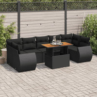 Thumbnail for 8-tlg. Garten-Sofagarnitur mit Kissen Schwarz Poly Rattan