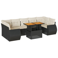 Thumbnail for 8-tlg. Garten-Sofagarnitur mit Kissen Schwarz Poly Rattan