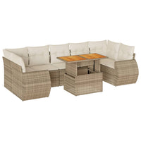 Thumbnail for 8-tlg. Garten-Sofagarnitur mit Kissen Beige Poly Rattan
