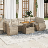 Thumbnail for 8-tlg. Garten-Sofagarnitur mit Kissen Beige Poly Rattan