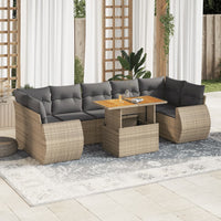 Thumbnail for 8-tlg. Garten-Sofagarnitur mit Kissen Beige Poly Rattan