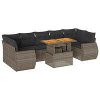 Thumbnail for 8-tlg. Garten-Sofagarnitur mit Kissen Grau Poly Rattan