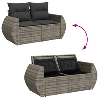 Thumbnail for 8-tlg. Garten-Sofagarnitur mit Kissen Grau Poly Rattan