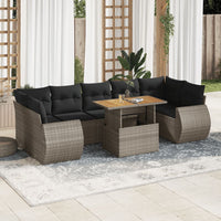 Thumbnail for 8-tlg. Garten-Sofagarnitur mit Kissen Grau Poly Rattan