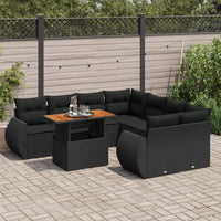 Thumbnail for 9-tlg. Garten-Sofagarnitur mit Kissen Schwarz Poly Rattan