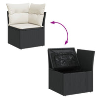 Thumbnail for 9-tlg. Garten-Sofagarnitur mit Kissen Schwarz Poly Rattan