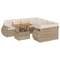 Thumbnail for 9-tlg. Garten-Sofagarnitur mit Kissen Beige Poly Rattan