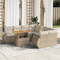 Thumbnail for 9-tlg. Garten-Sofagarnitur mit Kissen Beige Poly Rattan