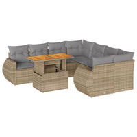 Thumbnail for 9-tlg. Garten-Sofagarnitur mit Kissen Beige Poly Rattan