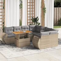 Thumbnail for 9-tlg. Garten-Sofagarnitur mit Kissen Beige Poly Rattan