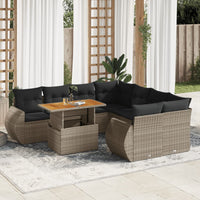Thumbnail for 9-tlg. Garten-Sofagarnitur mit Kissen Grau Poly Rattan
