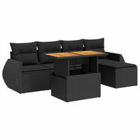 Thumbnail for 6-tlg. Garten-Sofagarnitur mit Kissen Schwarz Poly Rattan