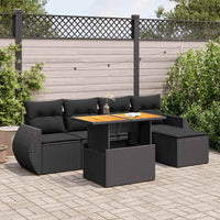 Thumbnail for 6-tlg. Garten-Sofagarnitur mit Kissen Schwarz Poly Rattan