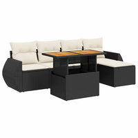 Thumbnail for 6-tlg. Garten-Sofagarnitur mit Kissen Schwarz Poly Rattan
