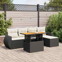 Thumbnail for 6-tlg. Garten-Sofagarnitur mit Kissen Schwarz Poly Rattan