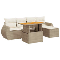 Thumbnail for 6-tlg. Garten-Sofagarnitur mit Kissen Beige Poly Rattan