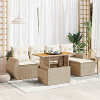 Thumbnail for 6-tlg. Garten-Sofagarnitur mit Kissen Beige Poly Rattan