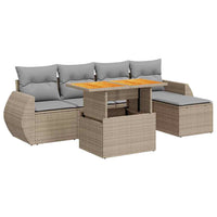 Thumbnail for 6-tlg. Garten-Sofagarnitur mit Kissen Beige Poly Rattan
