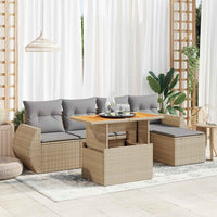 Thumbnail for 6-tlg. Garten-Sofagarnitur mit Kissen Beige Poly Rattan