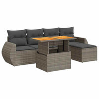 Thumbnail for 6-tlg. Garten-Sofagarnitur mit Kissen Grau Poly Rattan