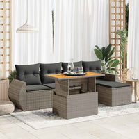Thumbnail for 6-tlg. Garten-Sofagarnitur mit Kissen Grau Poly Rattan