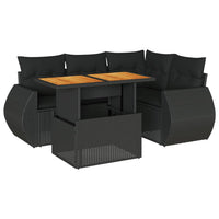 Thumbnail for 5-tlg. Garten-Sofagarnitur mit Kissen Schwarz Poly Rattan