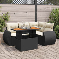 Thumbnail for 5-tlg. Garten-Sofagarnitur mit Kissen Schwarz Poly Rattan