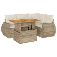 Thumbnail for 5-tlg. Garten-Sofagarnitur mit Kissen Beige Poly Rattan